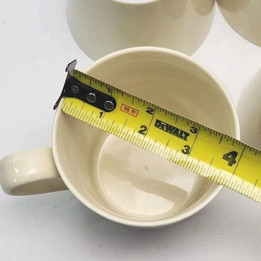 Crate & Barrel Coffee Mugs Set of 6 Ivory 3.25